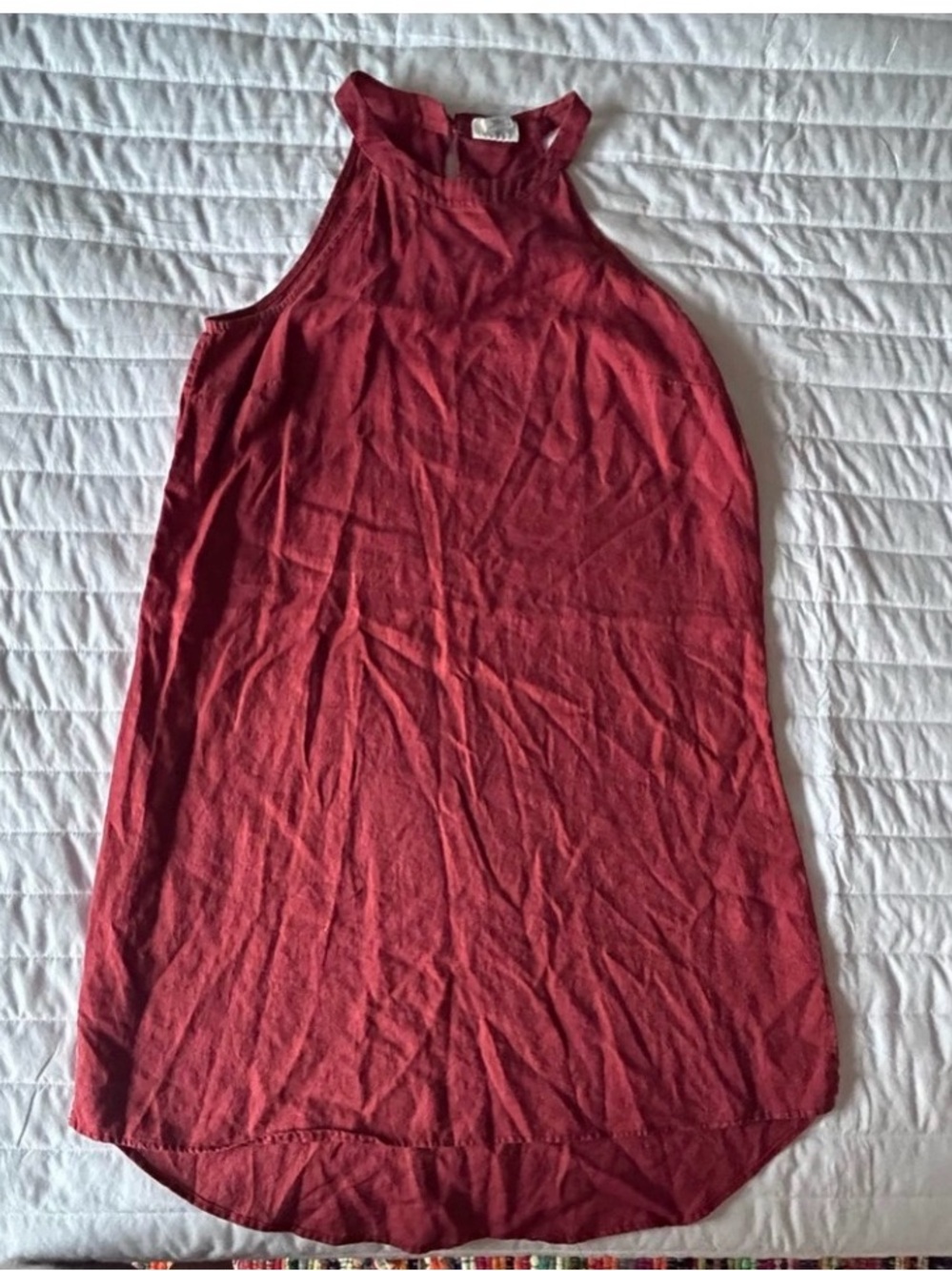 Sigrid Olsen Linen Brick Red Halter Tank Sleeveless Mini Dress S - Picture 2 of 4